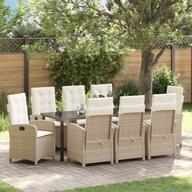 Have Spisebordssæt 9 stk. Beige polyrattan