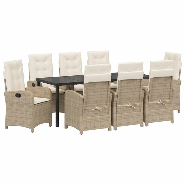 Have Spisebordssæt 9 stk. Beige polyrattan
