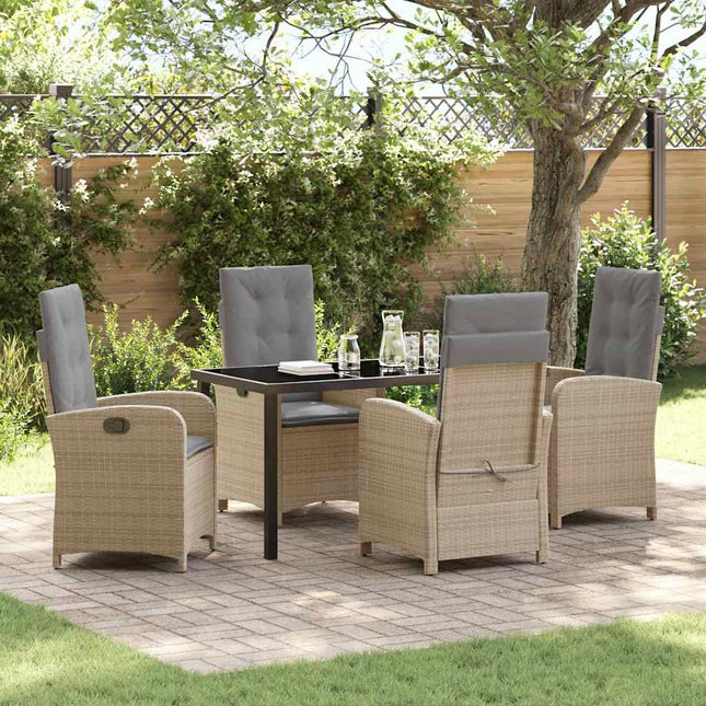 Have Spisebordssæt 5 stk. Beige polyrattan