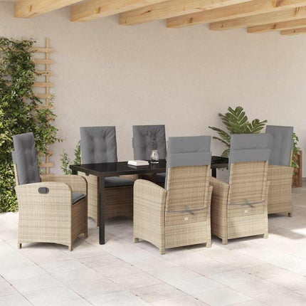 Have Spisebordssæt med pude 7 pcs Beige polyrattan