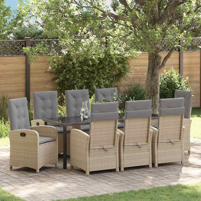 Have Spisebordssæt 9 stk. Beige polyrattan