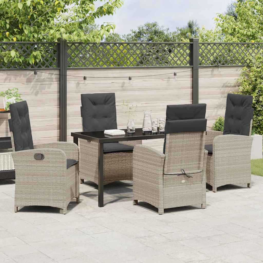 Have Spisebordssæt med pude 5 pcs Lysegrå polyrattan