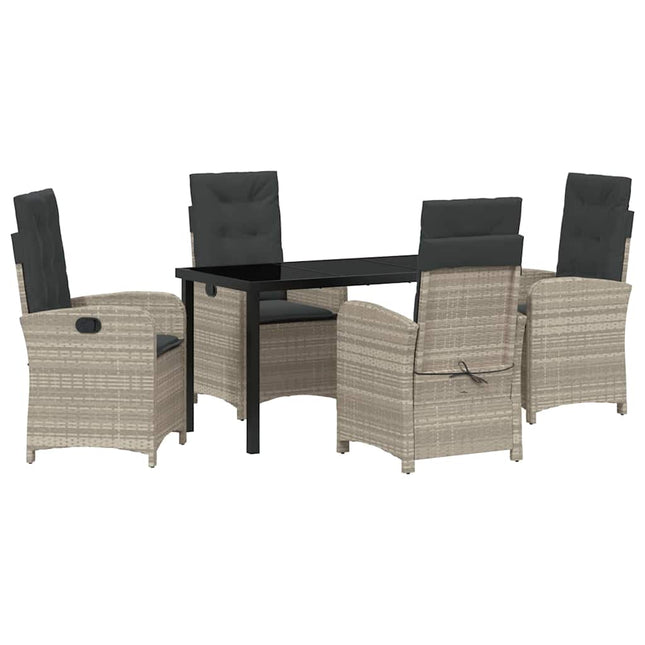 Have Spisebordssæt 5 stk. Lysegrå polyrattan