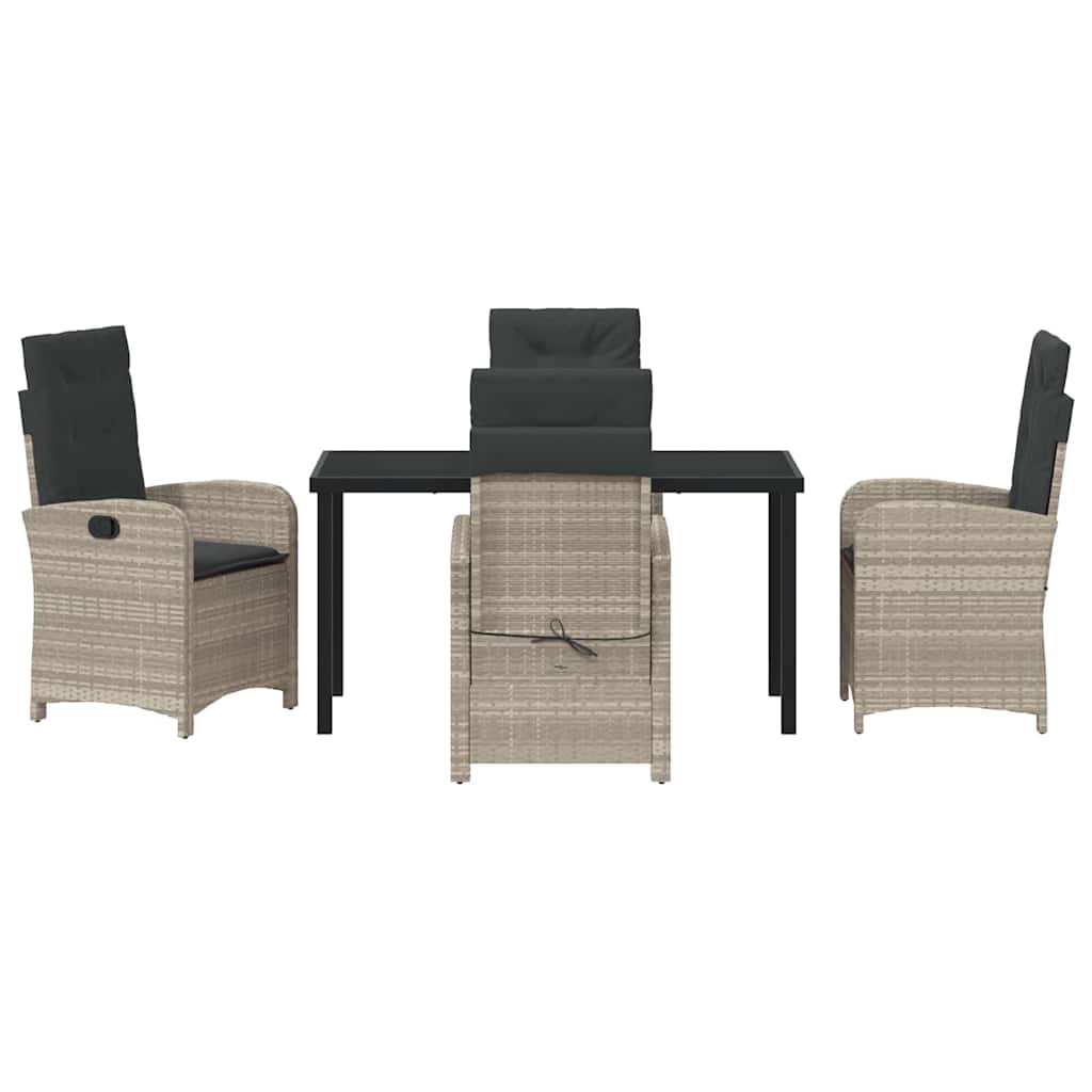 Have Spisebordssæt med pude 5 pcs Lysegrå polyrattan