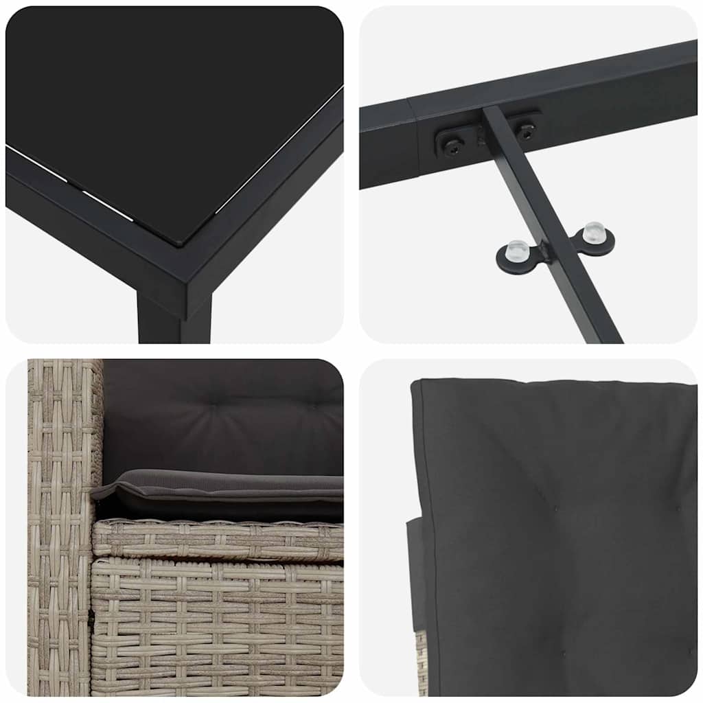 Have Spisebordssæt med pude 5 pcs Lysegrå polyrattan