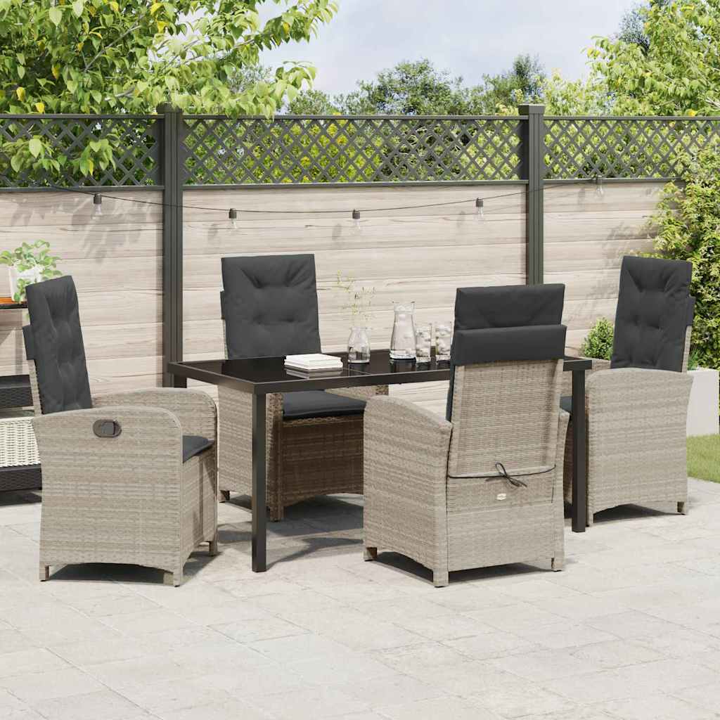 Have Spisebordssæt med pude 5 pcs Lysegrå polyrattan