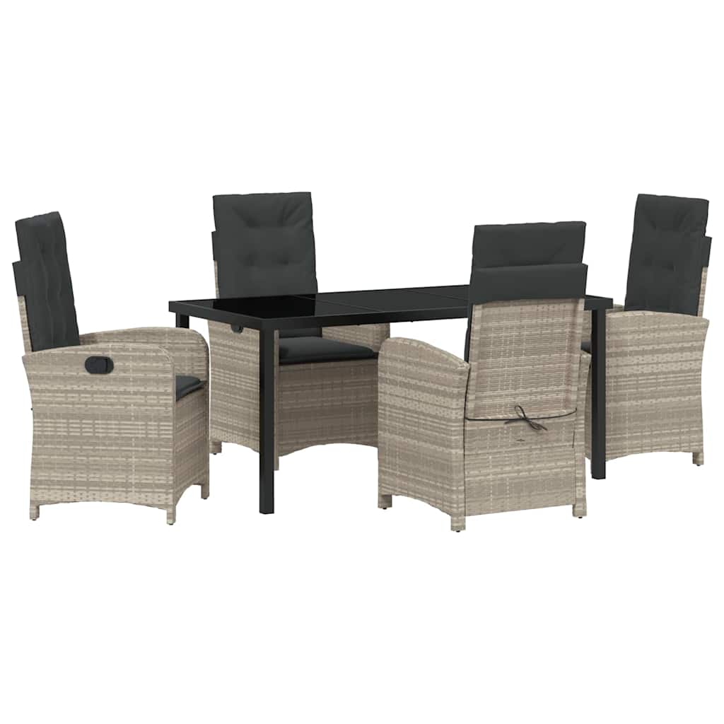 Have Spisebordssæt med pude 5 pcs Lysegrå polyrattan