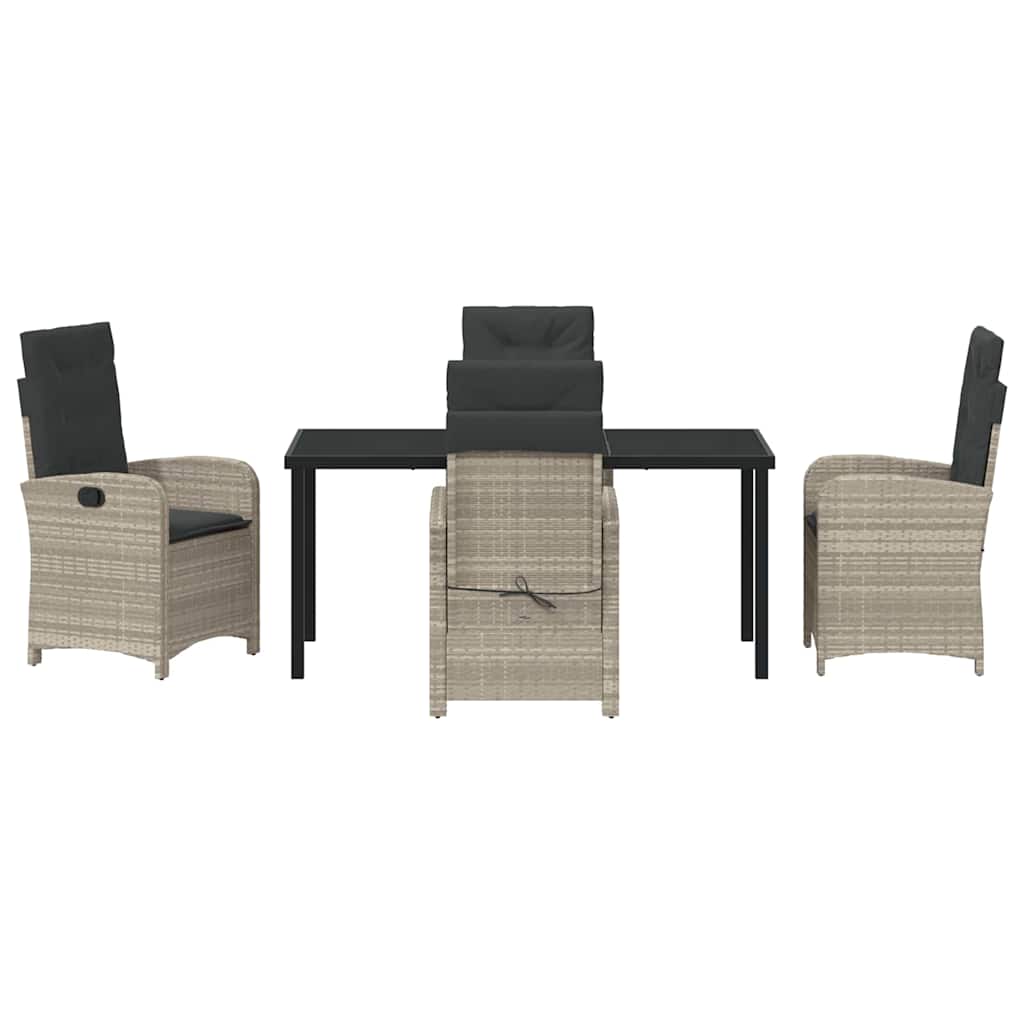 Have Spisebordssæt med pude 5 pcs Lysegrå polyrattan