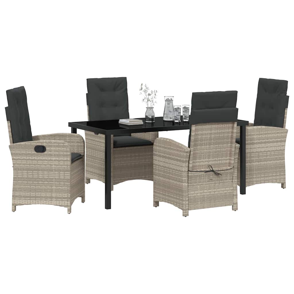 Have Spisebordssæt med pude 5 pcs Lysegrå polyrattan