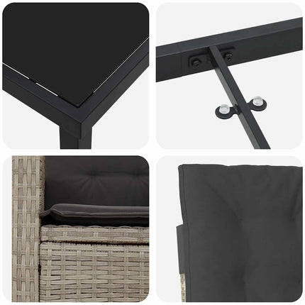Have Spisebordssæt med pude 9 pcs Lysegrå polyrattan
