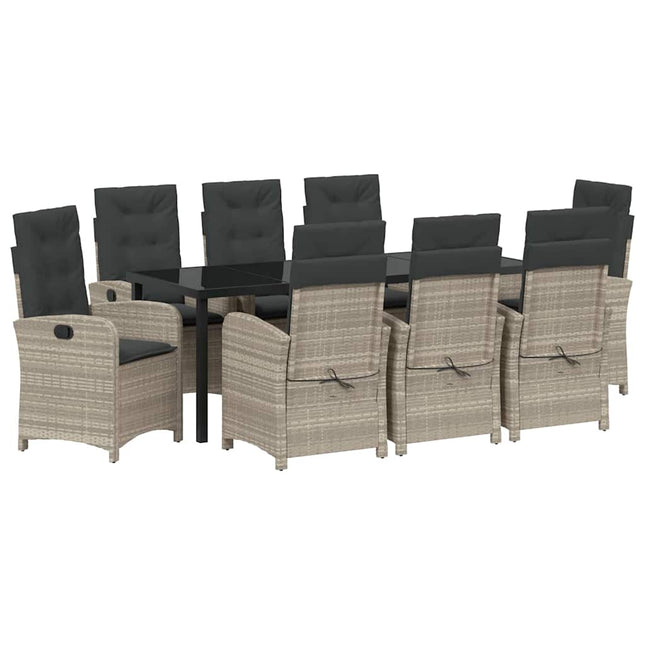 Have Spisebordssæt 9 stk. Lysegrå polyrattan
