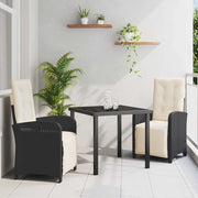 Have Spisebordssæt med pude 3 pcs Sort polyrattan