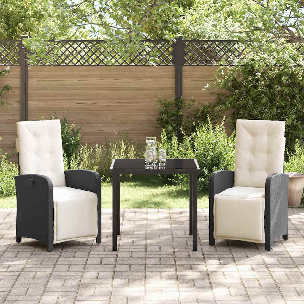 Have Spisebordssæt med pude 3 pcs Sort polyrattan