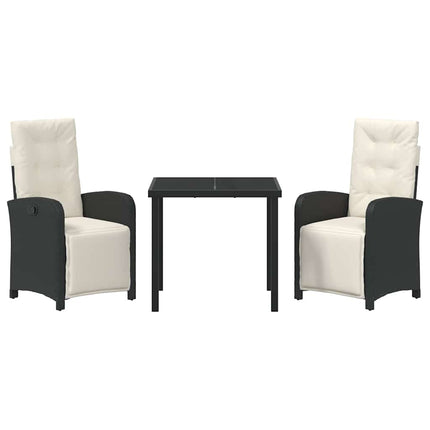 Have Spisebordssæt med pude 3 pcs Sort polyrattan