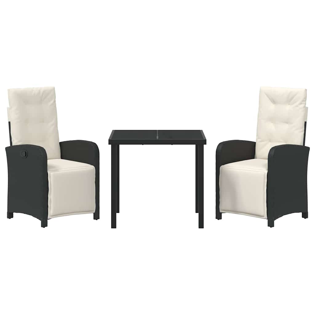 Have Spisebordssæt med pude 3 pcs Sort polyrattan