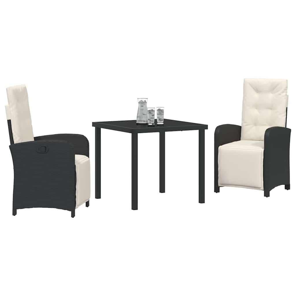 Have Spisebordssæt med pude 3 pcs Sort polyrattan