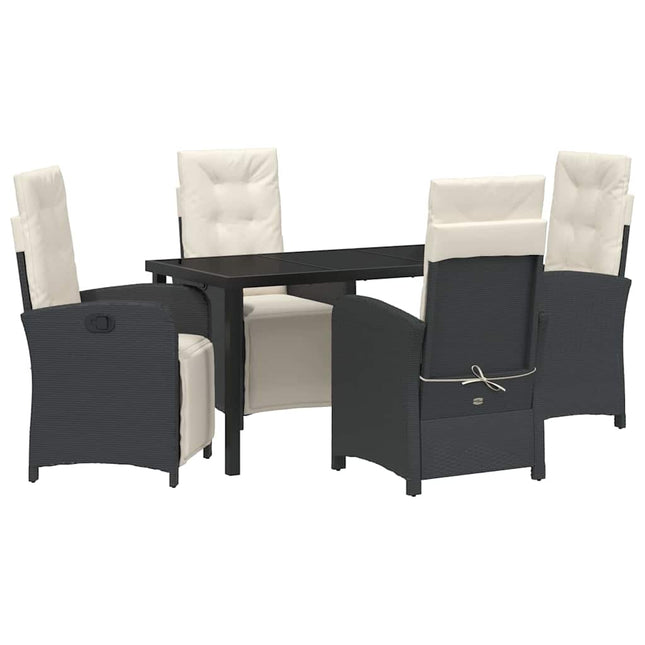 Have Spisebordssæt 5 stk. Sort polyrattan
