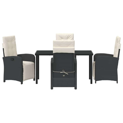 Have Spisebordssæt med pude 5 pcs Sort polyrattan