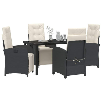 Have Spisebordssæt med pude 5 pcs Sort polyrattan