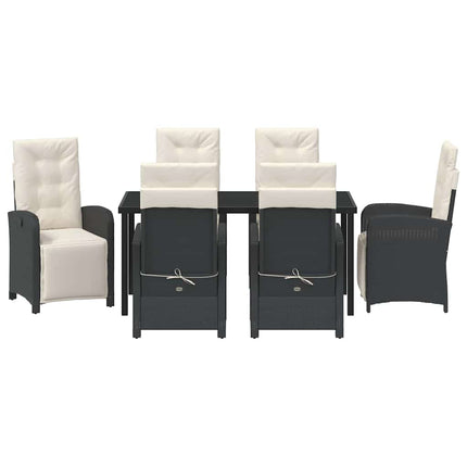 Have Spisebordssæt med pude 7 pcs Sort polyrattan
