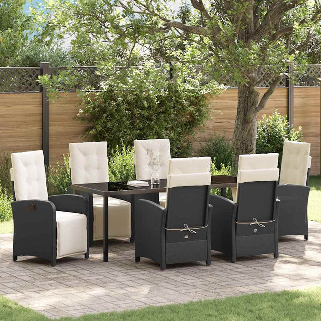 Have Spisebordssæt 7 stk. Sort polyrattan
