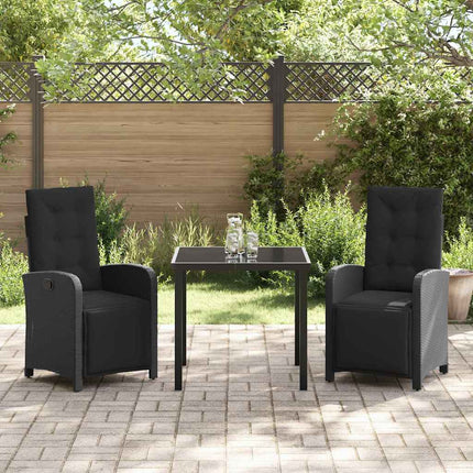 Have Spisebordssæt med pude 3 pcs Sort polyrattan