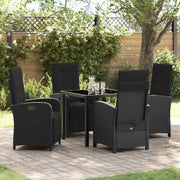 Have Spisebordssæt med pude 5 pcs Sort polyrattan