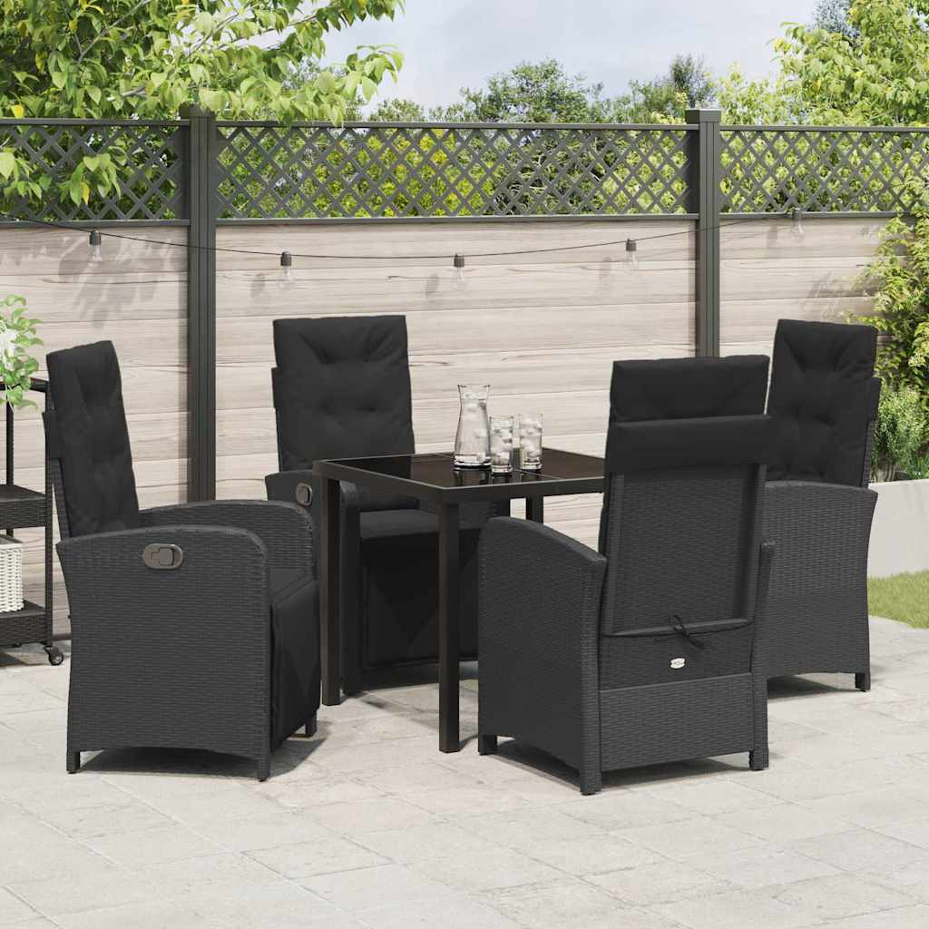Have Spisebordssæt med pude 5 pcs Sort polyrattan