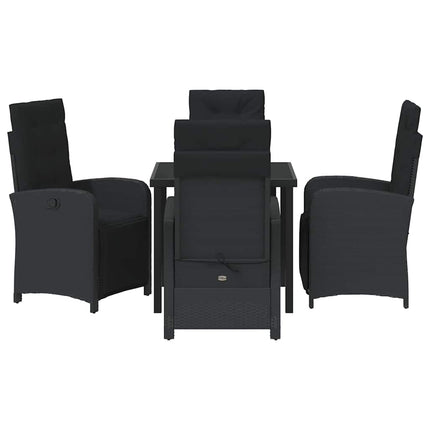Have Spisebordssæt med pude 5 pcs Sort polyrattan