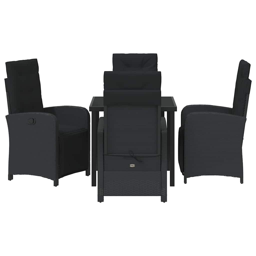 Have Spisebordssæt med pude 5 pcs Sort polyrattan