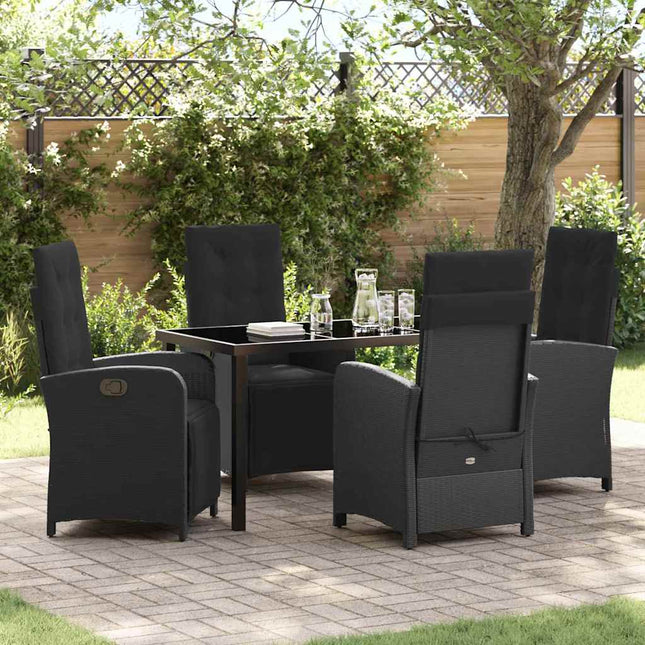 Have Spisebordssæt 5 stk. Sort polyrattan