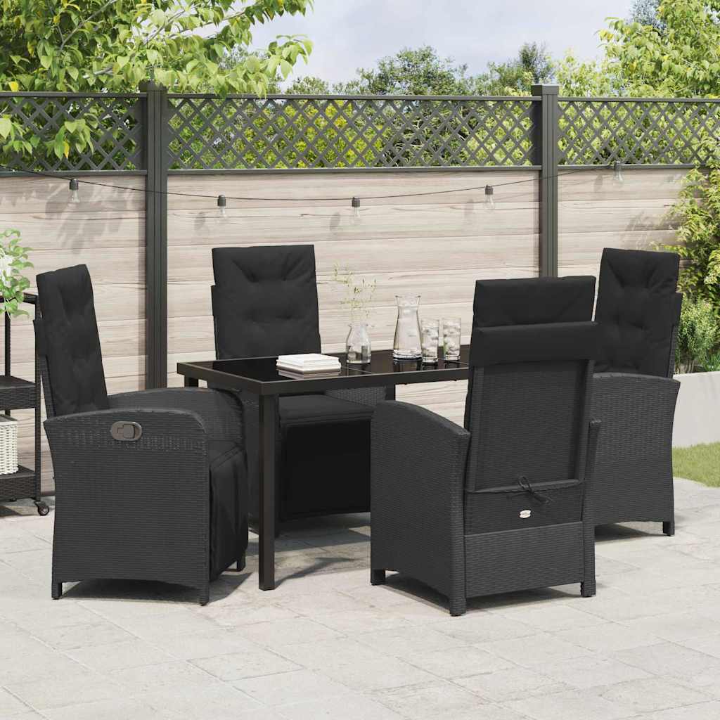 Have Spisebordssæt med pude 5 pcs Sort polyrattan