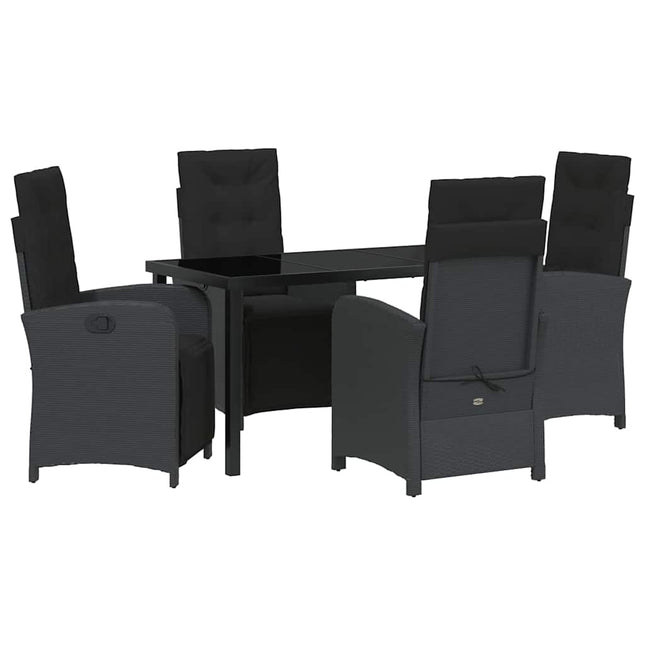 Have Spisebordssæt 5 stk. Sort polyrattan