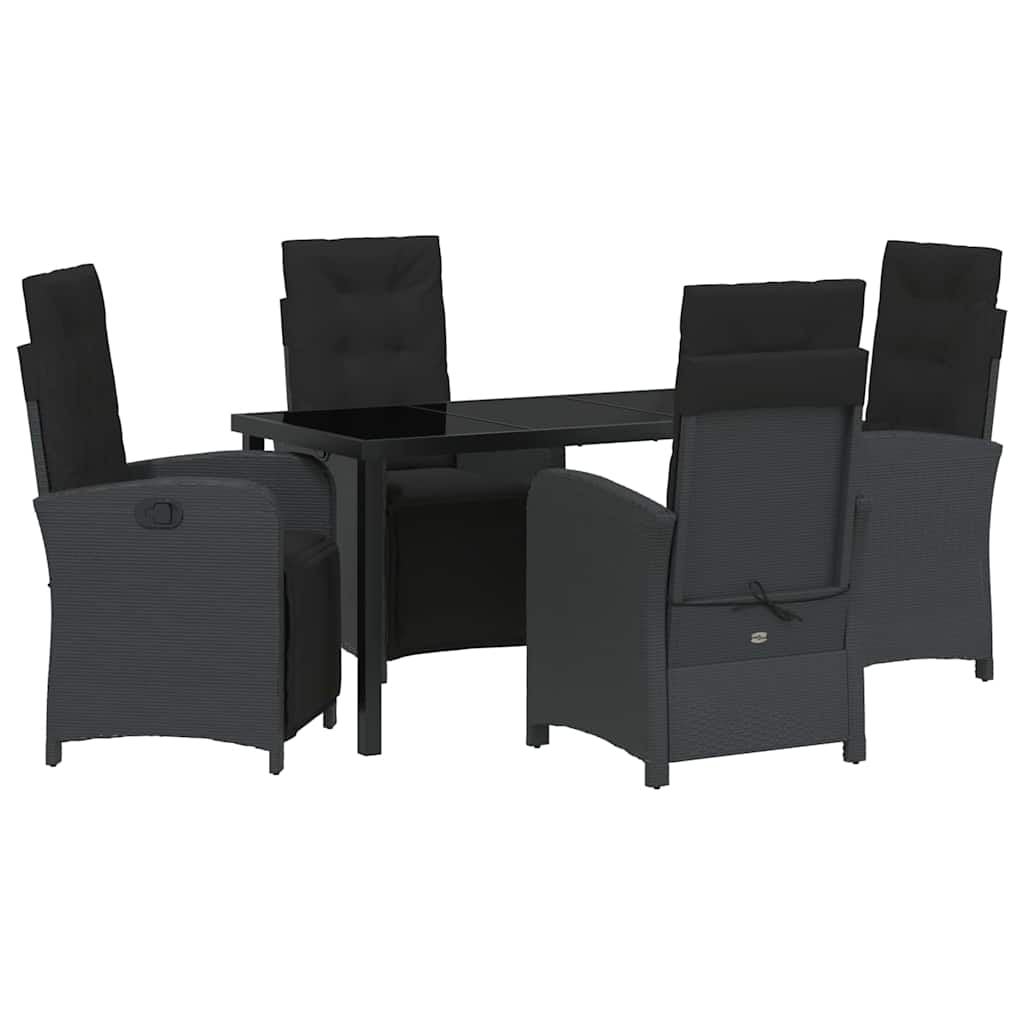 Have Spisebordssæt med pude 5 pcs Sort polyrattan