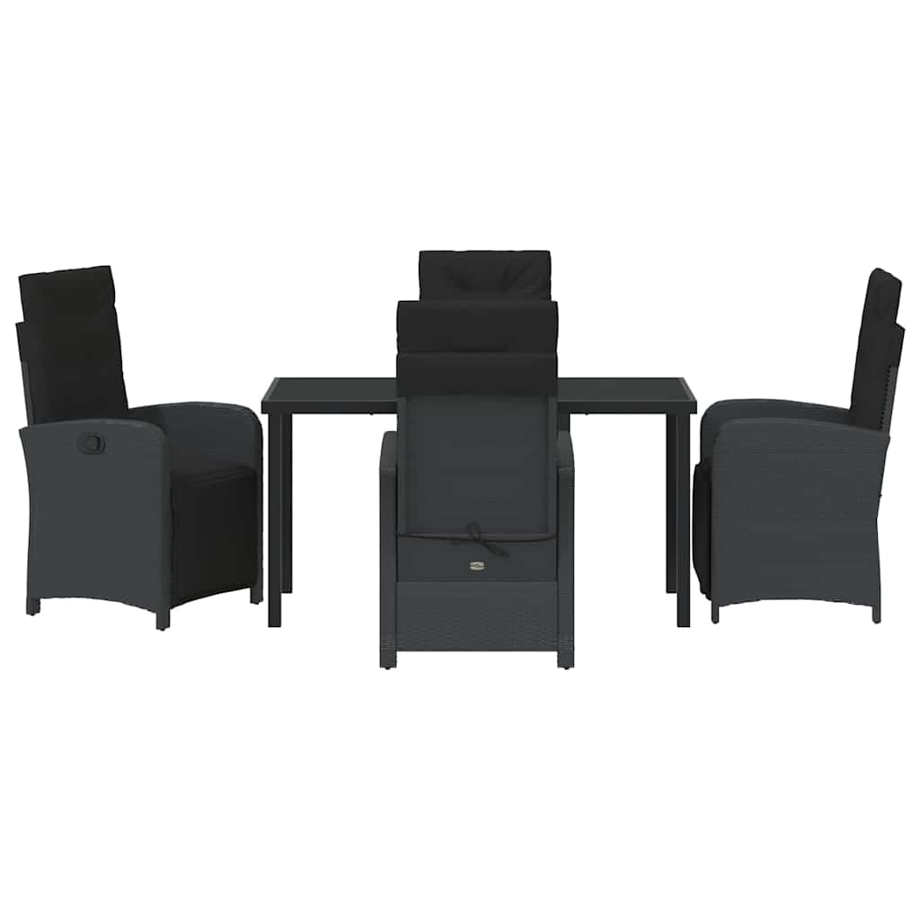 Have Spisebordssæt med pude 5 pcs Sort polyrattan