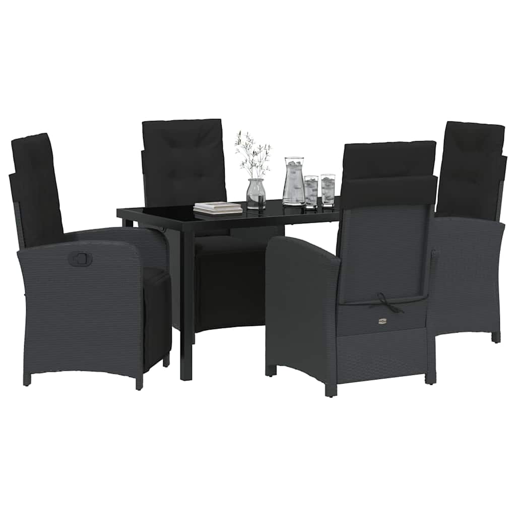 Have Spisebordssæt med pude 5 pcs Sort polyrattan