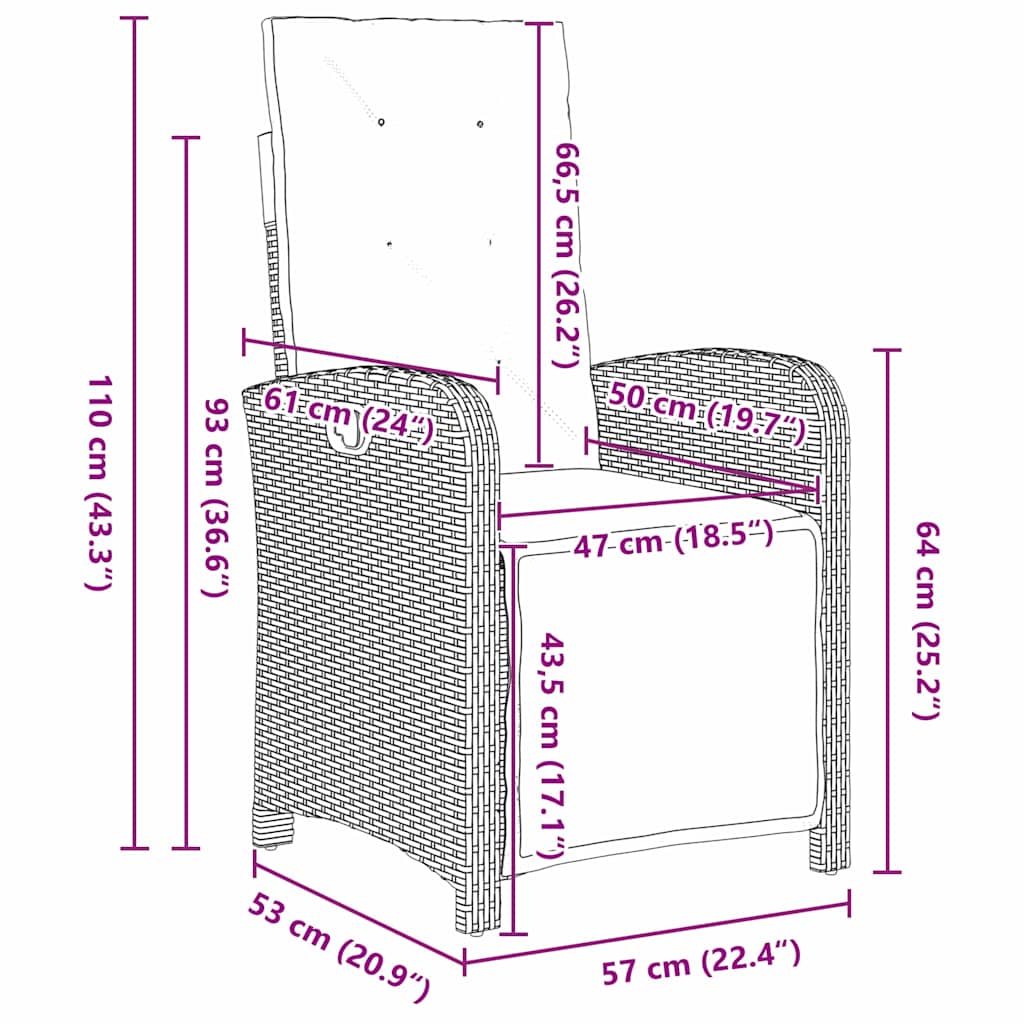 Have Spisebordssæt med pude 5 pcs Sort polyrattan