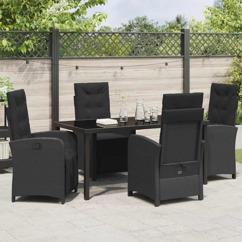Have Spisebordssæt med pude 5 pcs Sort polyrattan