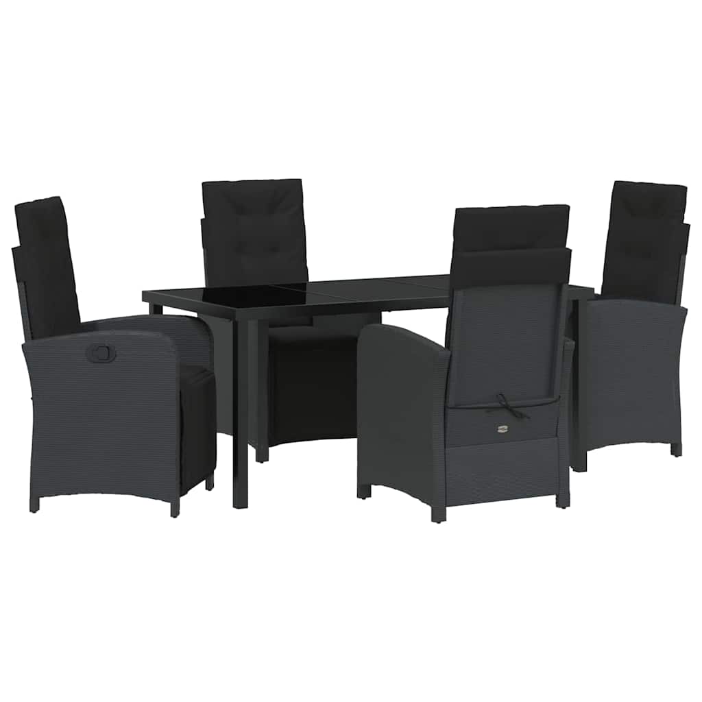 Have Spisebordssæt med pude 5 pcs Sort polyrattan