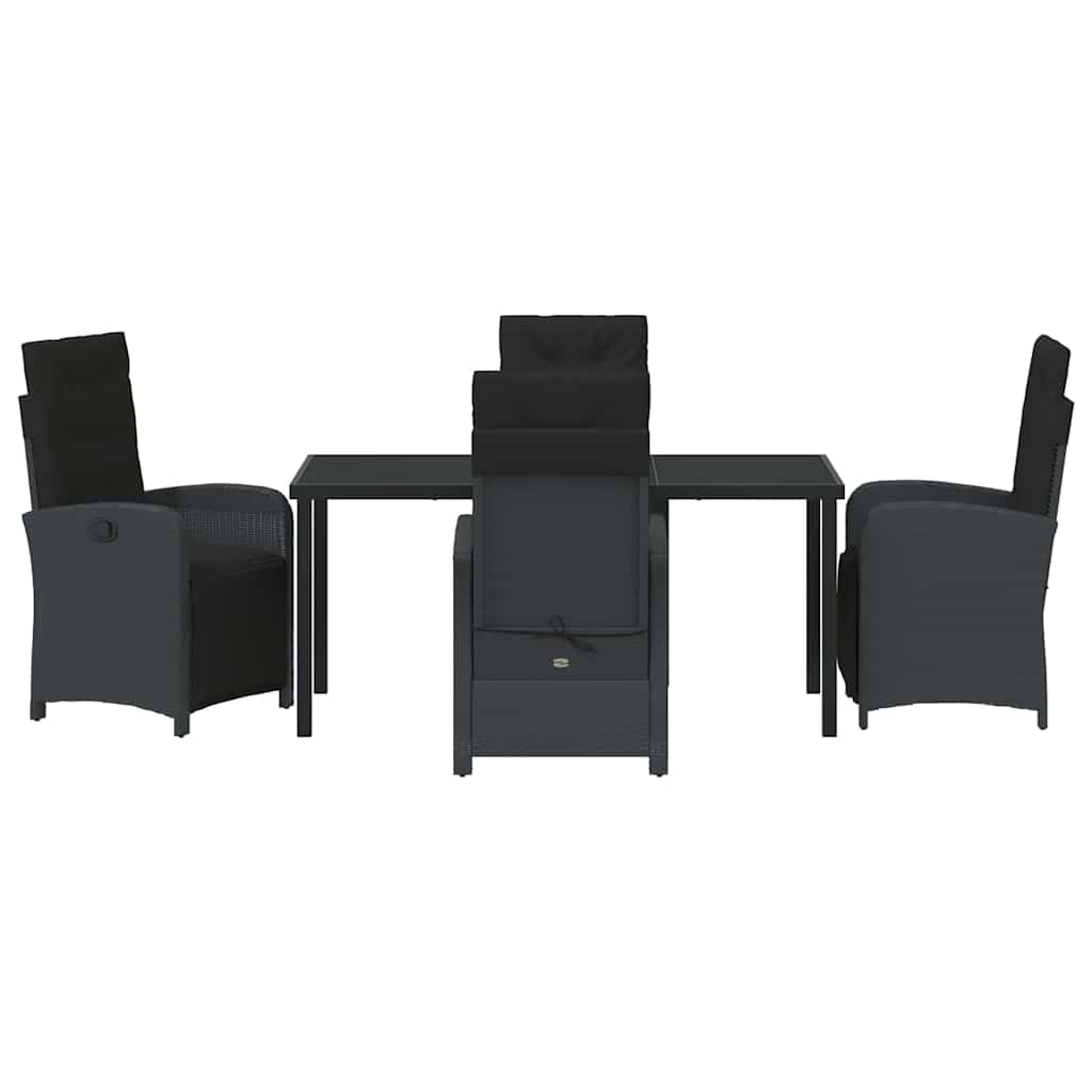 Have Spisebordssæt med pude 5 pcs Sort polyrattan