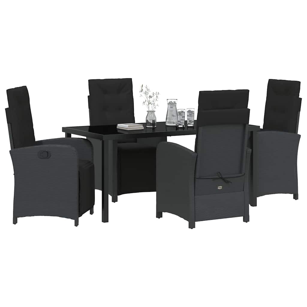 Have Spisebordssæt med pude 5 pcs Sort polyrattan