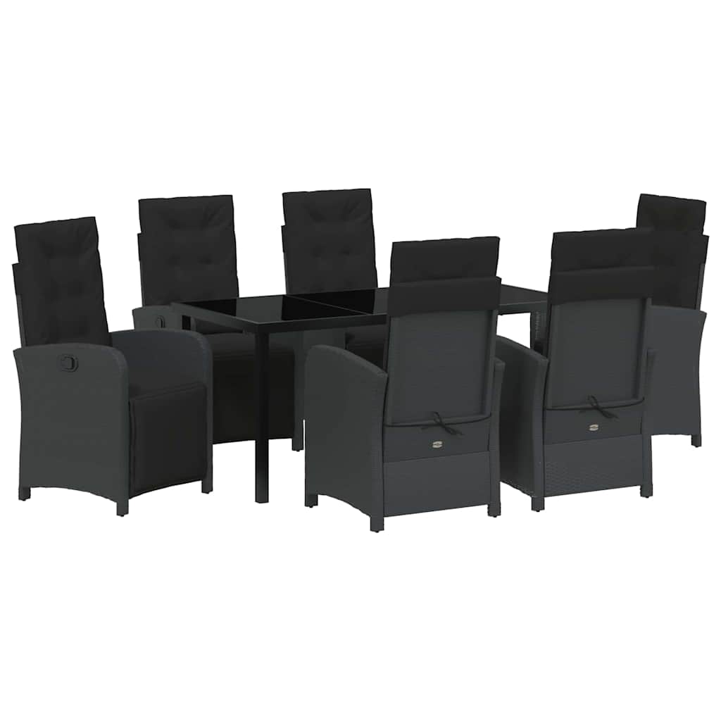 Have Spisebordssæt med pude 7 pcs Sort polyrattan