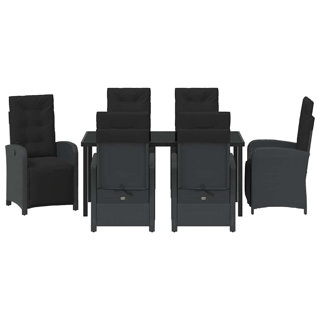 Have Spisebordssæt med pude 7 pcs Sort polyrattan