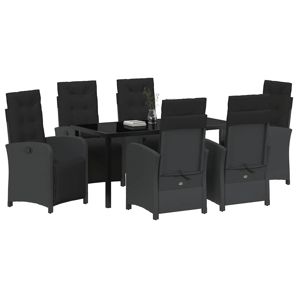 Have Spisebordssæt med pude 7 pcs Sort polyrattan