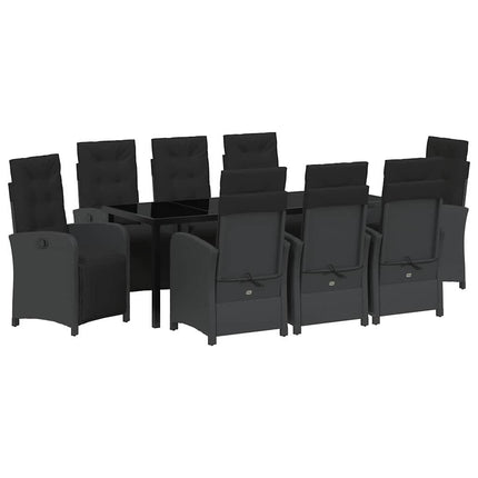 Have Spisebordssæt med pude 9 pcs Sort polyrattan