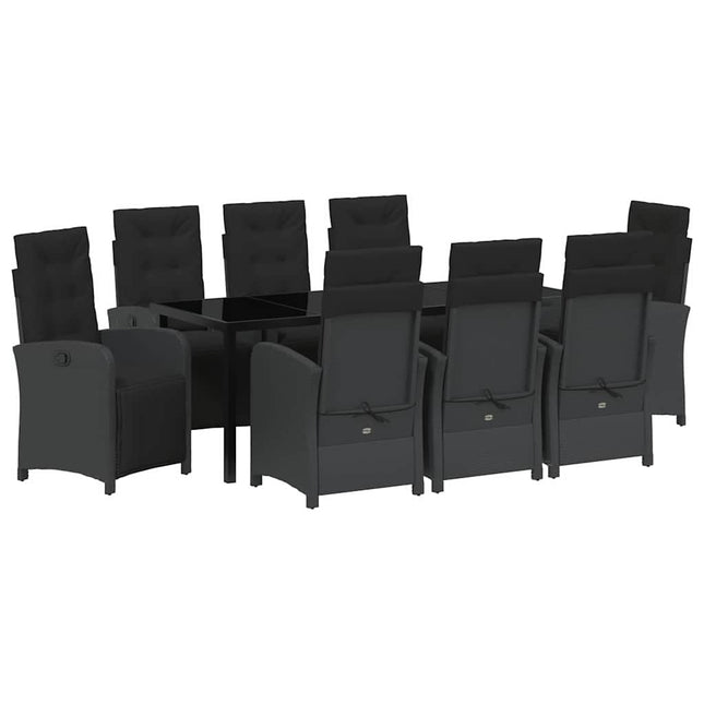 Have Spisebordssæt 9 stk. Sort polyrattan