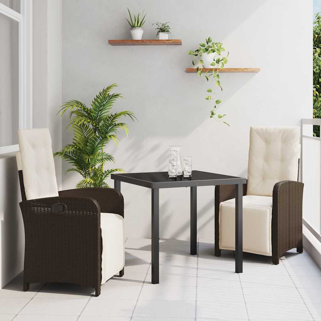 Have Spisebordssæt med pude 3 pcs Brun polyrattan