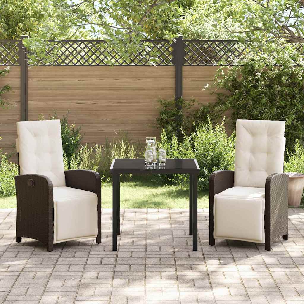 Have Spisebordssæt med pude 3 pcs Brun polyrattan