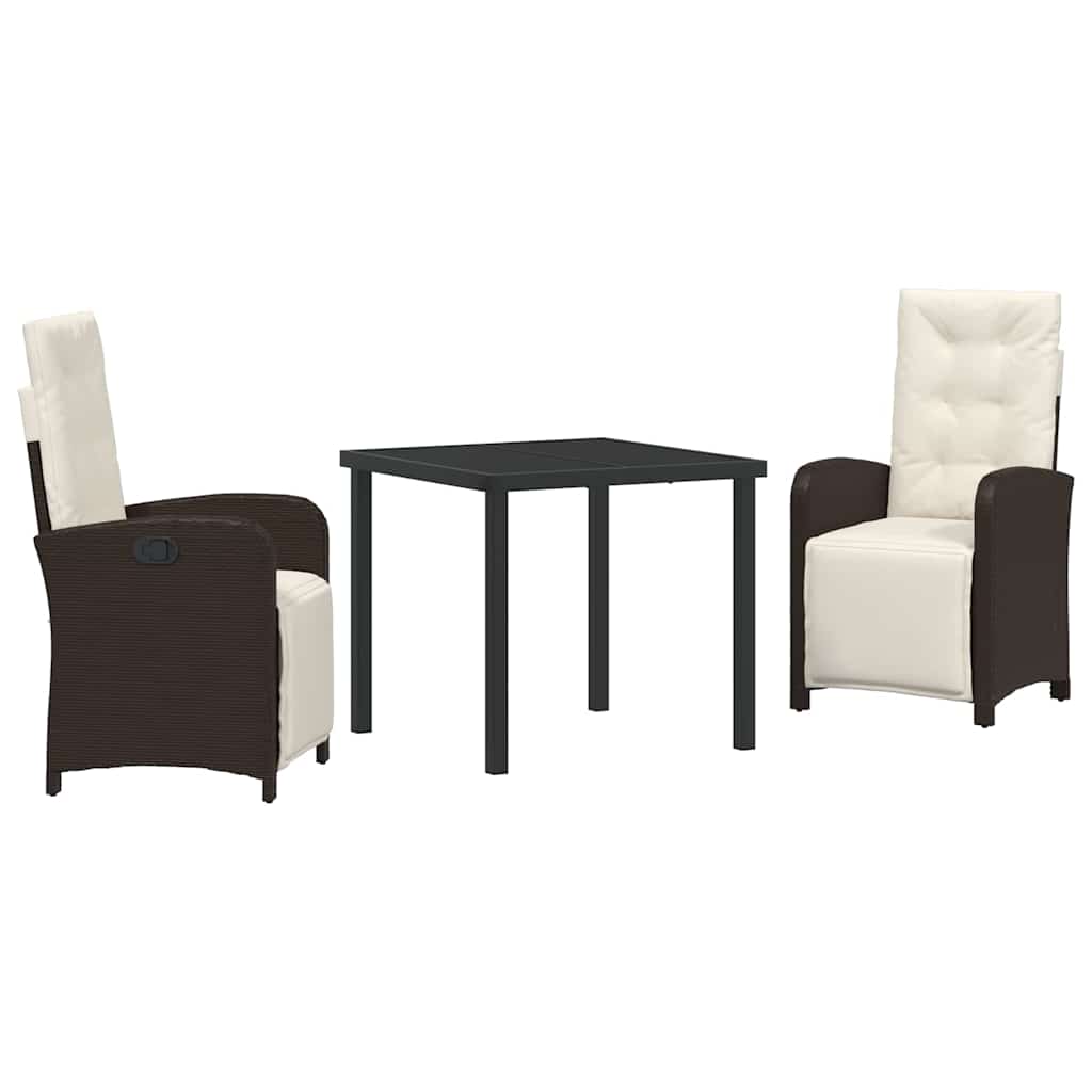 Have Spisebordssæt med pude 3 pcs Brun polyrattan