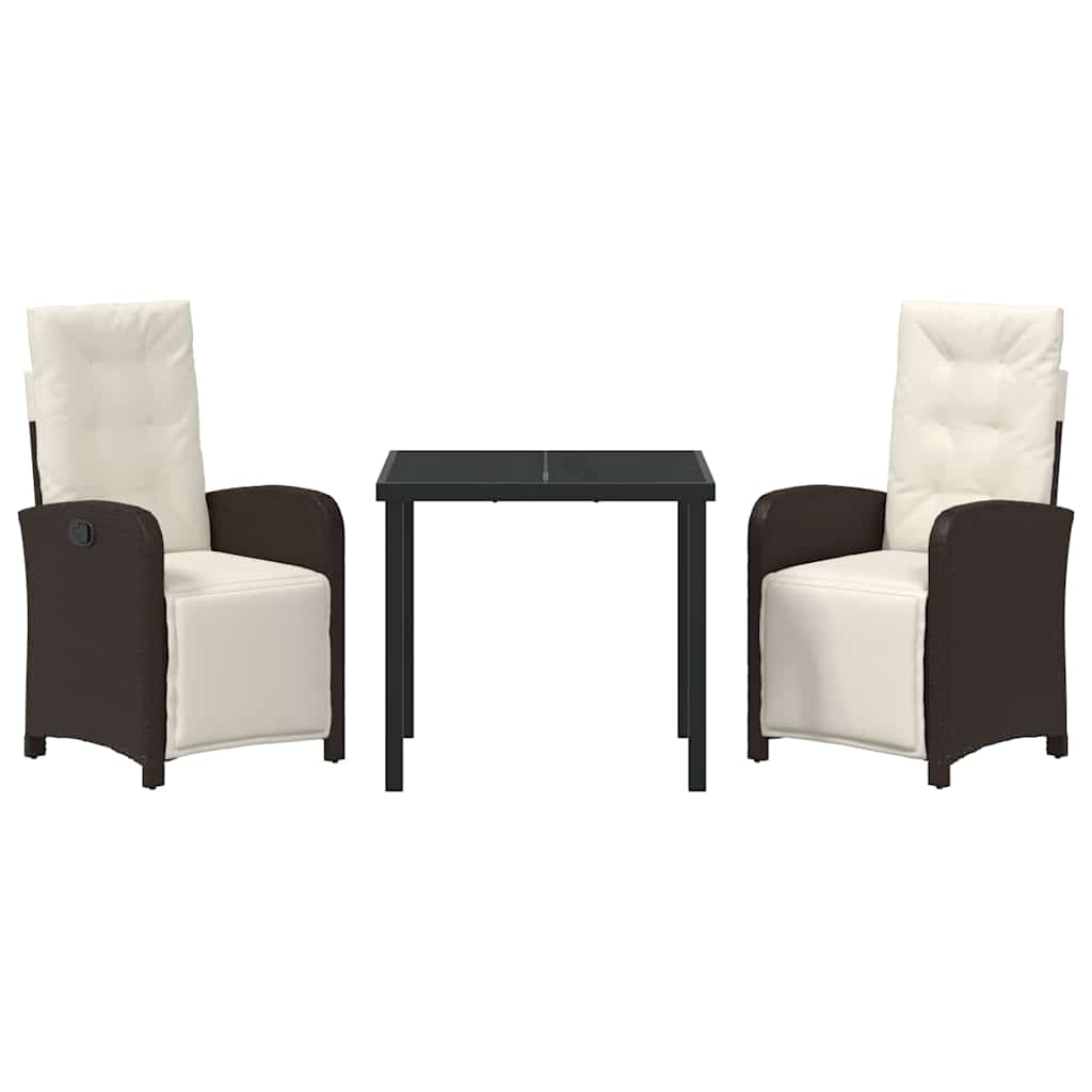 Have Spisebordssæt med pude 3 pcs Brun polyrattan